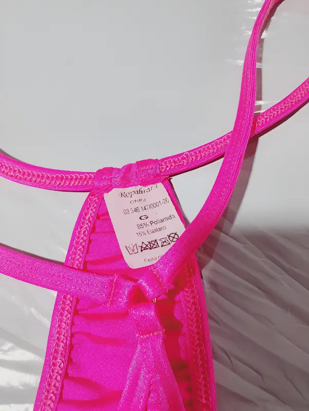 Calcinha Rosa Mini Cortininha Fio Dental "Look da Preta" Ropahrara