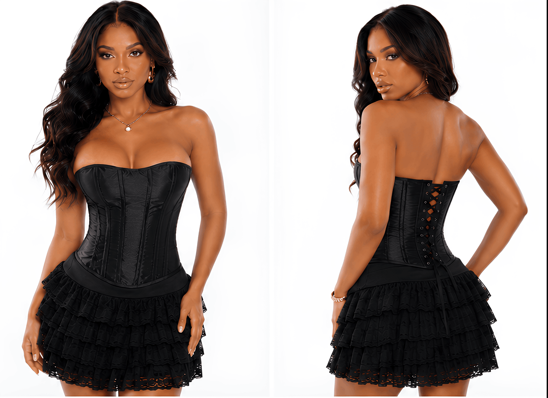 Mini Saia Pregueada Renda Babado Cintura Baixa Sexy Night 5346