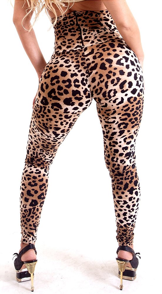 Calça Malha Onça Cintura Alta 6317 Ropahrara