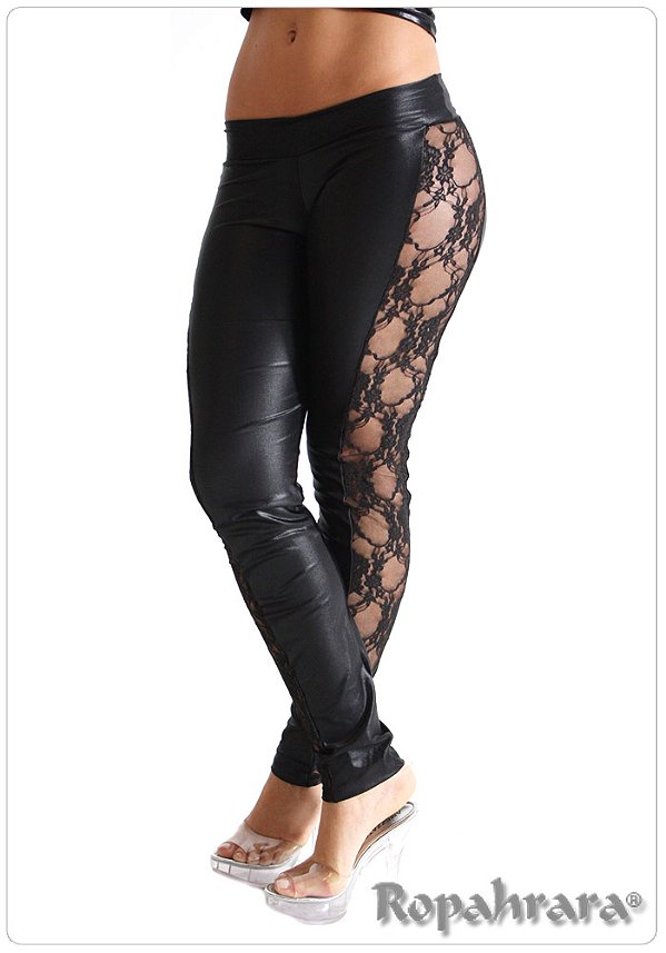 Calça Spandex com renda na lateral 5757 Ropahrara
