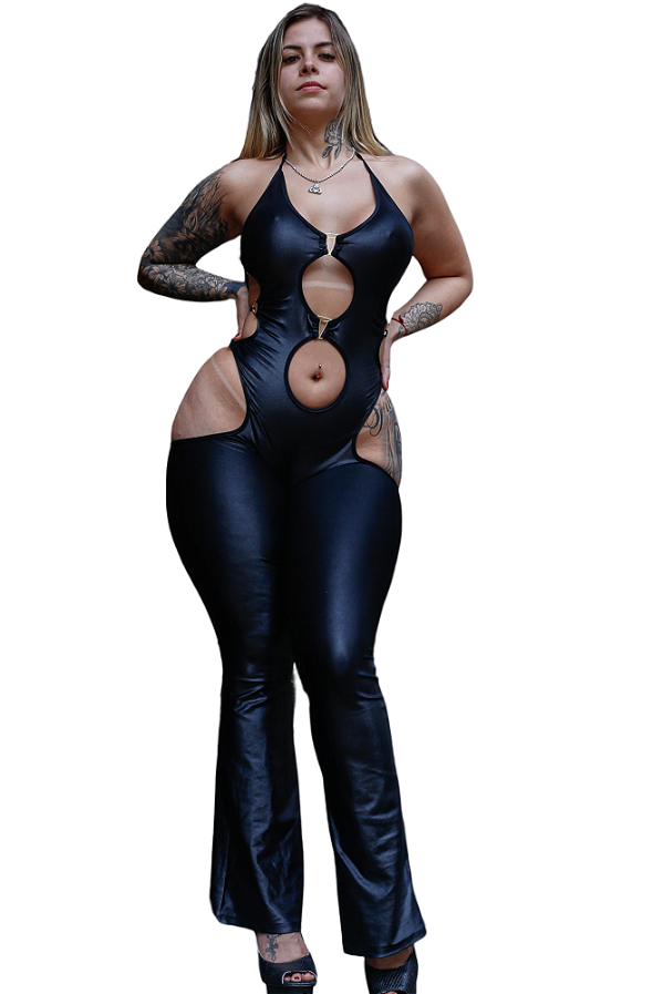 Macacão Lycra Spandex com Argolas Recortes Especiais Mulher 631