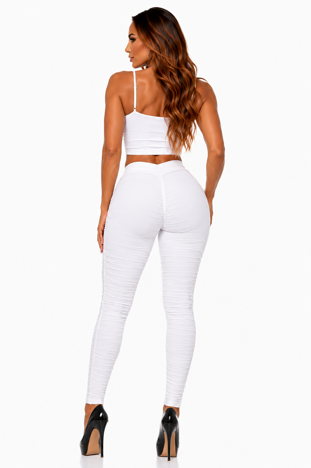 Calça Aumenta Bumbum Malha Franzida Com Elastano Ropahrara 5040