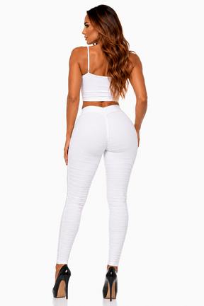 Calça Aumenta Bumbum Malha Franzida Com Elastano Ropahrara 5040
