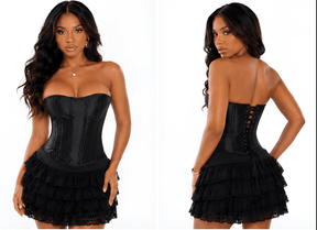 Mini Saia Pregueada Renda Babado Cintura Baixa Sexy Night 5346