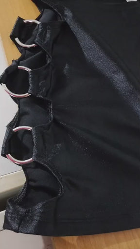 Saia Curtinha Feminina com Argolas Laterais Spandex Ropahrara 5842